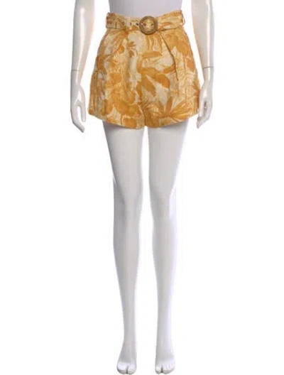 Pre-owned Zimmermann Linen Mini Shorts In Yellow