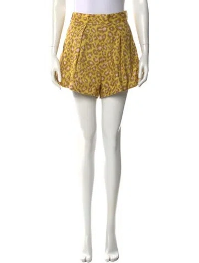 Pre-owned Zimmermann Linen Mini Shorts In Yellow
