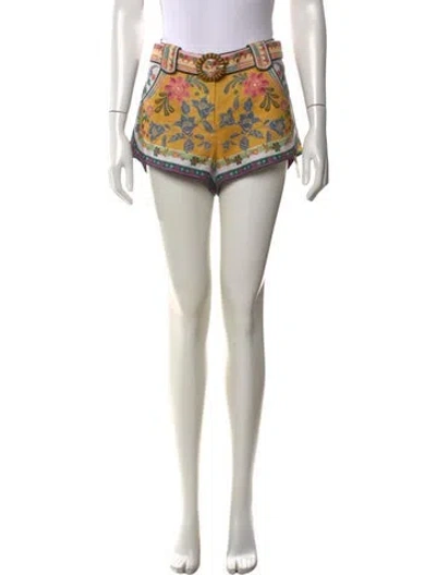 Pre-owned Zimmermann Linen Mini Shorts In Yellow
