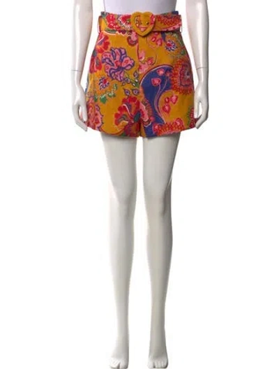 Pre-owned Zimmermann Linen Mini Shorts In Yellow