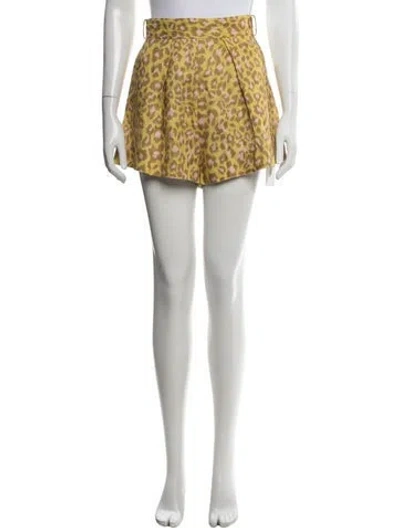 Pre-owned Zimmermann Linen Mini Shorts In Yellow