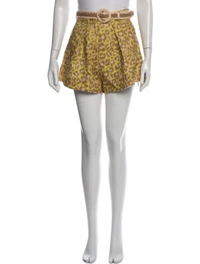 Pre-owned Zimmermann Linen Mini Shorts In Yellow