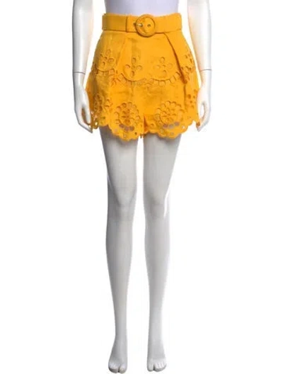 Pre-owned Zimmermann Linen Mini Shorts In Yellow