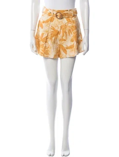 Pre-owned Zimmermann Linen Mini Shorts In Yellow