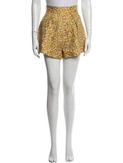Pre-owned Zimmermann Linen Mini Shorts In Yellow