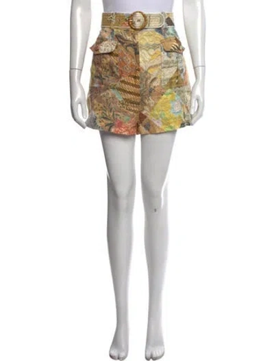 Pre-owned Zimmermann Linen Mini Shorts In Yellow