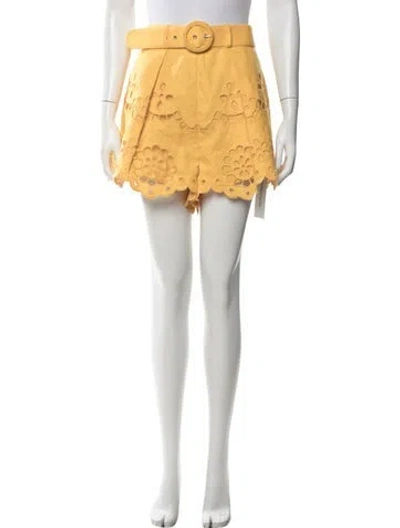 Pre-owned Zimmermann Linen Mini Shorts In Yellow