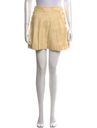 Pre-owned Zimmermann Linen Mini Shorts In Yellow