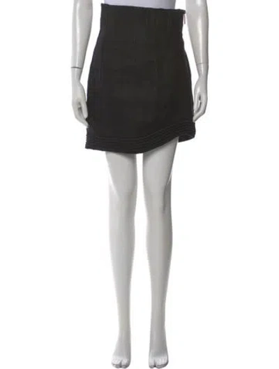 Pre-owned Zimmermann Linen Mini Skirt In Black