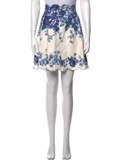 Pre-owned Zimmermann Linen Mini Skirt In Blue