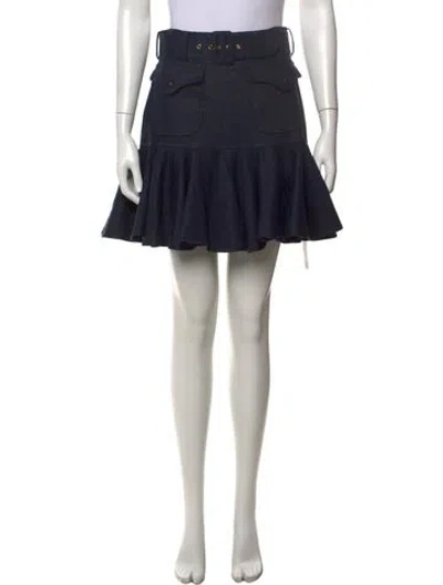 Pre-owned Zimmermann Linen Mini Skirt In Blue