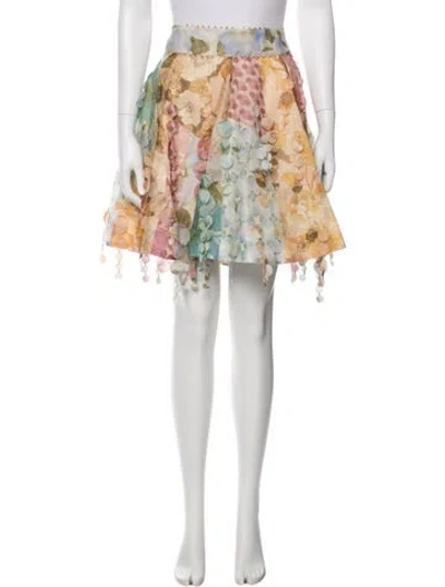 Pre-owned Zimmermann Linen Mini Skirt In Multi
