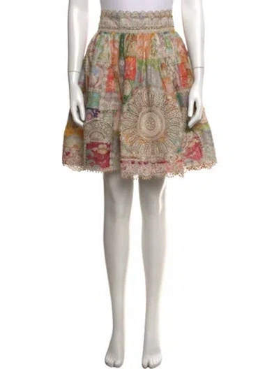 Pre-owned Zimmermann Linen Mini Skirt In Multi