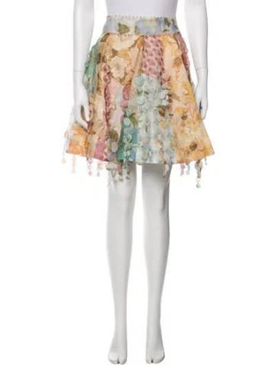 Pre-owned Zimmermann Linen Mini Skirt In Multicolor