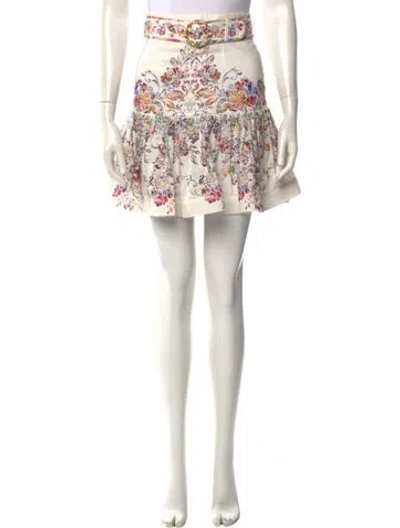 Pre-owned Zimmermann Linen Mini Skirt In Neutral