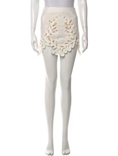 Pre-owned Zimmermann Linen Mini Skirt In Neutral