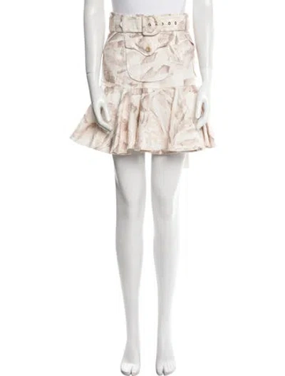 Pre-owned Zimmermann Linen Mini Skirt In Neutral