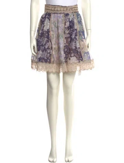 Pre-owned Zimmermann Linen Mini Skirt In Neutral