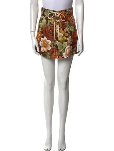 Pre-owned Zimmermann Linen Mini Skirt In Neutral