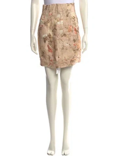 Pre-owned Zimmermann Linen Mini Skirt In Neutral