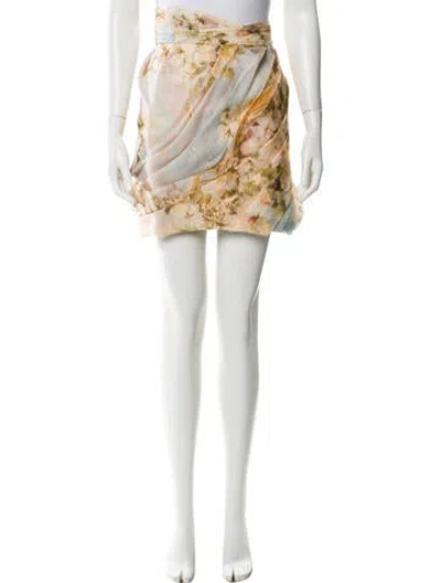 Pre-owned Zimmermann Linen Mini Skirt In Neutral
