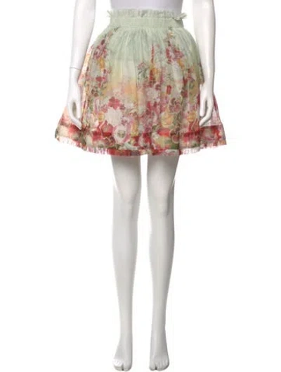 Pre-owned Zimmermann Linen Mini Skirt In Neutral