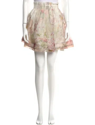 Pre-owned Zimmermann Linen Mini Skirt In Neutral
