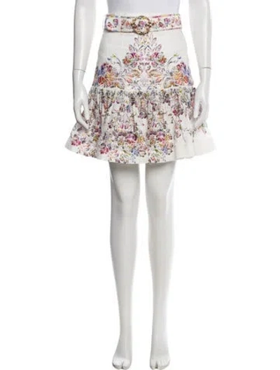 Pre-owned Zimmermann Linen Mini Skirt In Neutral