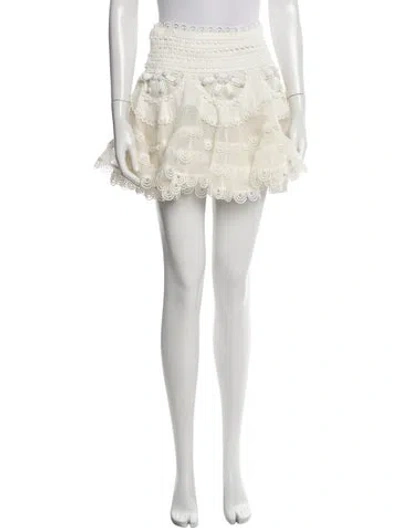 Pre-owned Zimmermann Linen Mini Skirt In Neutral