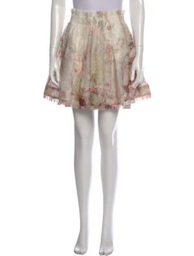 Pre-owned Zimmermann Linen Mini Skirt In Neutral