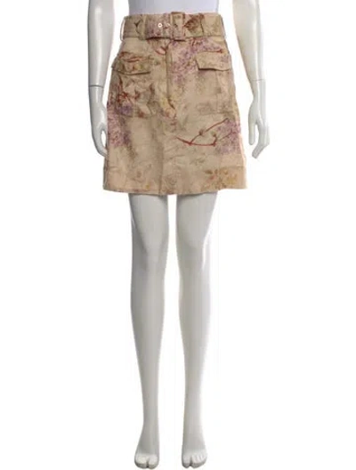 Pre-owned Zimmermann Linen Mini Skirt In Neutral