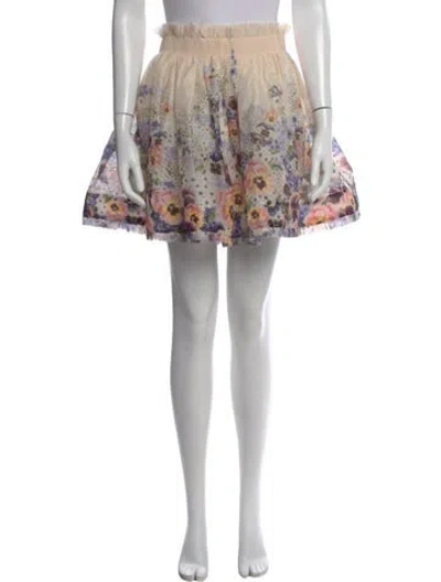 Pre-owned Zimmermann Linen Mini Skirt In Neutral