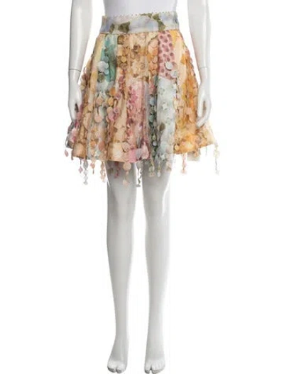Pre-owned Zimmermann Linen Mini Skirt In Neutral