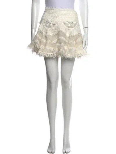 Pre-owned Zimmermann Linen Mini Skirt In Neutral
