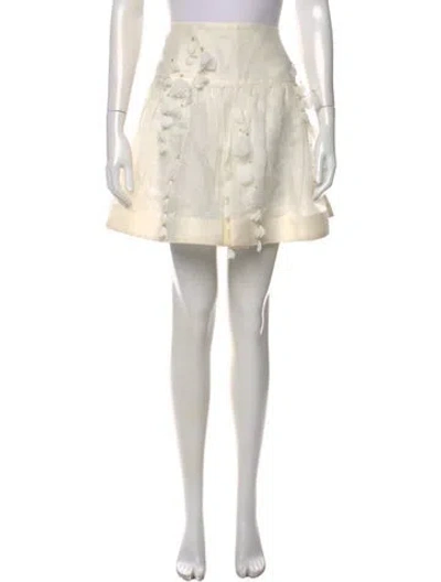 Pre-owned Zimmermann Linen Mini Skirt In Neutral