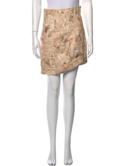 Pre-owned Zimmermann Linen Mini Skirt In Neutral
