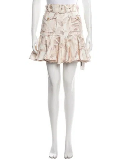 Pre-owned Zimmermann Linen Mini Skirt In Neutral