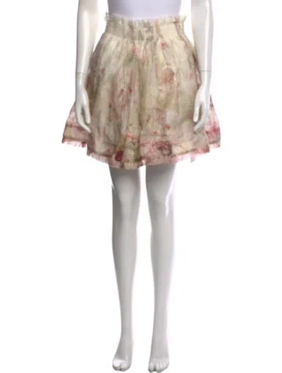 Pre-owned Zimmermann Linen Mini Skirt In Neutral