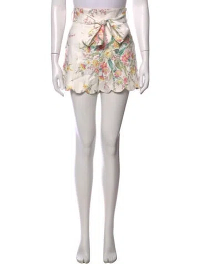 Pre-owned Zimmermann Linen Mini Skirt In Neutral