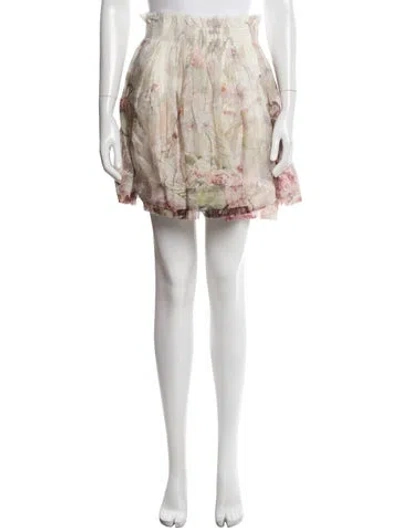Pre-owned Zimmermann Linen Mini Skirt In Neutral