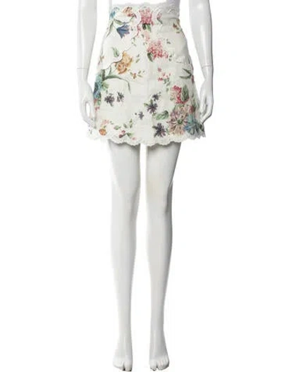 Pre-owned Zimmermann Linen Mini Skirt In Neutrals