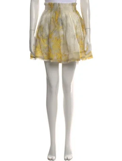 Pre-owned Zimmermann Linen Mini Skirt In Neutrals