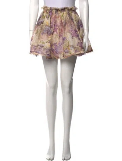 Pre-owned Zimmermann Linen Mini Skirt In Neutrals