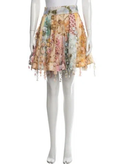 Pre-owned Zimmermann Linen Mini Skirt In Neutrals