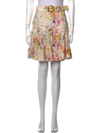 Pre-owned Zimmermann Linen Mini Skirt In Neutrals