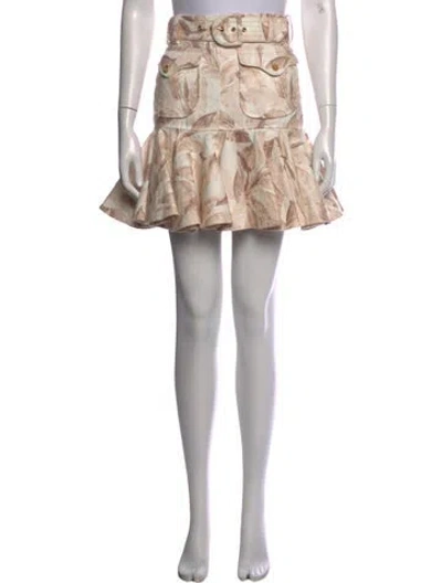 Pre-owned Zimmermann Linen Mini Skirt In Neutrals