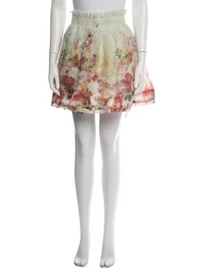 Pre-owned Zimmermann Linen Mini Skirt In Neutrals