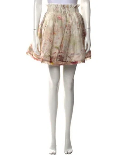 Pre-owned Zimmermann Linen Mini Skirt In Neutrals