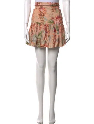 Pre-owned Zimmermann Linen Mini Skirt In Orange