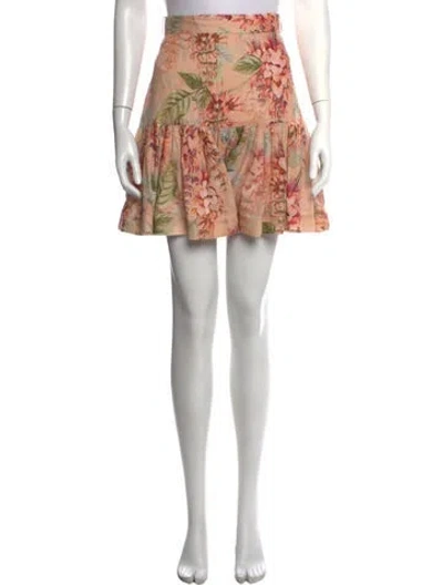 Pre-owned Zimmermann Linen Mini Skirt In Orange